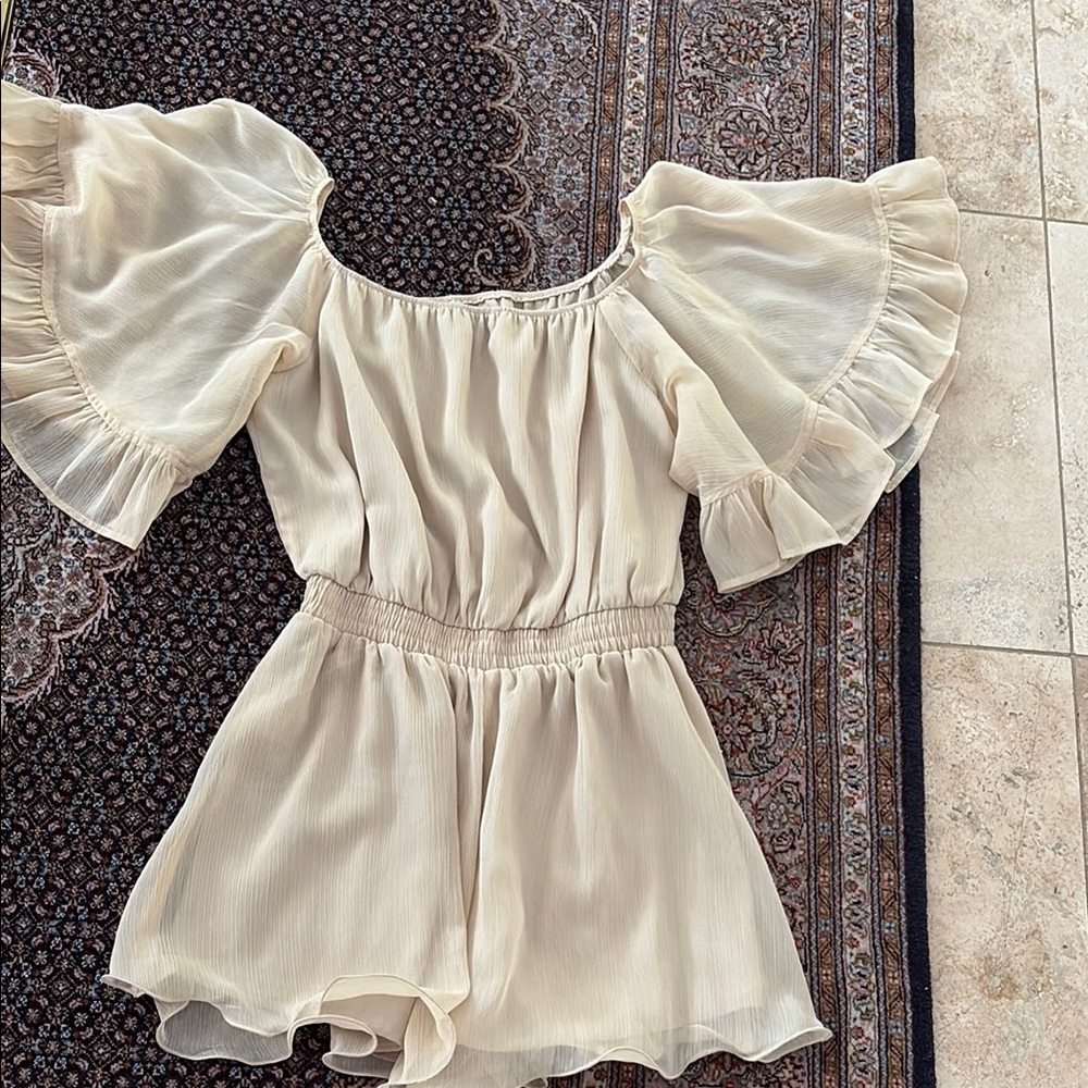 Endless Rose Beige Off-Shoulder Romper